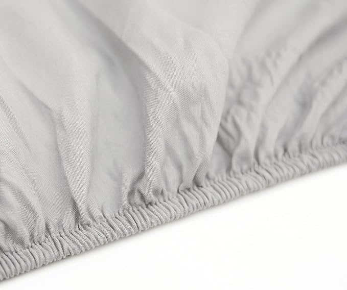 FLXXIE 4 Pieces Toddler Bedding Set, Soft and Breathable Microfiber Crib Sheet Set, Includes Quilted Comforter, Flat Top Sheet, Fitted Sheet, Envelope Pillow Case for Boys and Girls, Light Grey