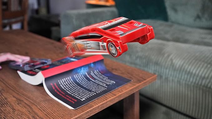 FLAT 2 FAST Original Stunt Card Racer – Flat Car Racer and Pocket Size Racecar Launcher with Built-in Button for Stunt Launching and Racing – Compact – Blue