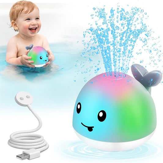 Original Magnetic Charging Whale Bath Toy, Light Up Baby Bath Toys for Kids Ages 1-3, Infant Baby Toy Bathtub Water Toy Sprinkler 1 2 3 Year Boys Girls Gifts Christmas Stocking Stuffers 6-12-18 Months