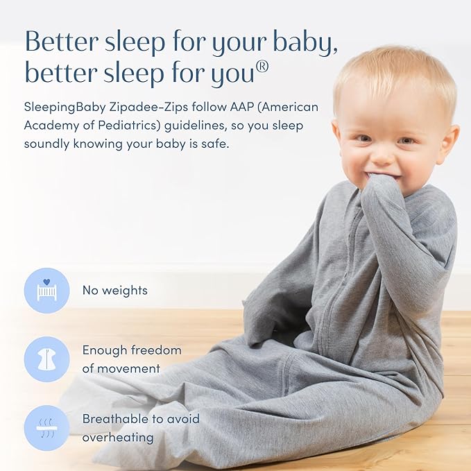 SleepingBaby Zipadee-Zip Transition Swaddle - Cozy Baby Swaddle Blanket with Zipper Convenience - Roomy Wearable Blanket for Easy Diaper Changes - Classic Heather, X-Small (3-6 Month) - 2 Pack