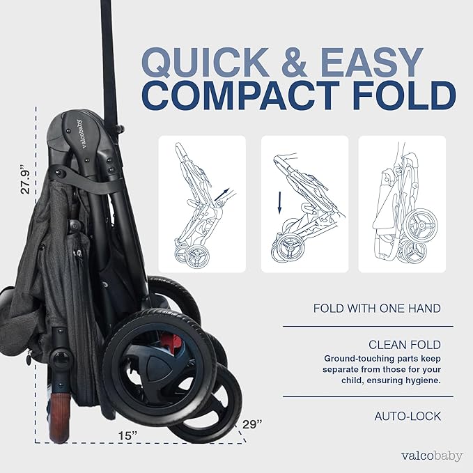 Valco Baby - Trend Duo Double - Side by Side Double Stroller for Newborn and Toddler - Easy Compact Fold, Multi-Position Recline, Large Canopy Infant Twin Stroller 2025 (Charcoal)