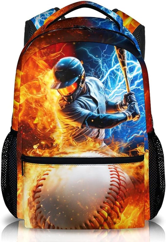 CustomWish Backpack for Boys, Baseball for Kids Teens Elementary Middle Primary High Senior, 17 Inch Lightweight Sport Bookbag for Ages 6-18 Back to School Travel