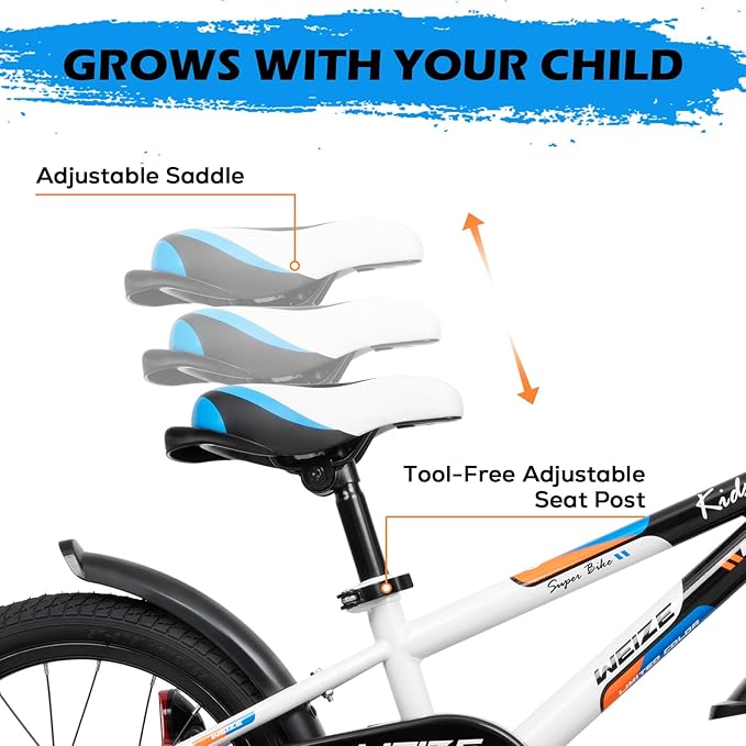 WEIZE Kids Bike, 16 20 Inch Children Bicycle for Boys & Girls Ages 4-12 Years Old, Rider Height 41-62 Inch, Adjustable Seat & Handlebars, Coaster Brake, Multiple Color Options