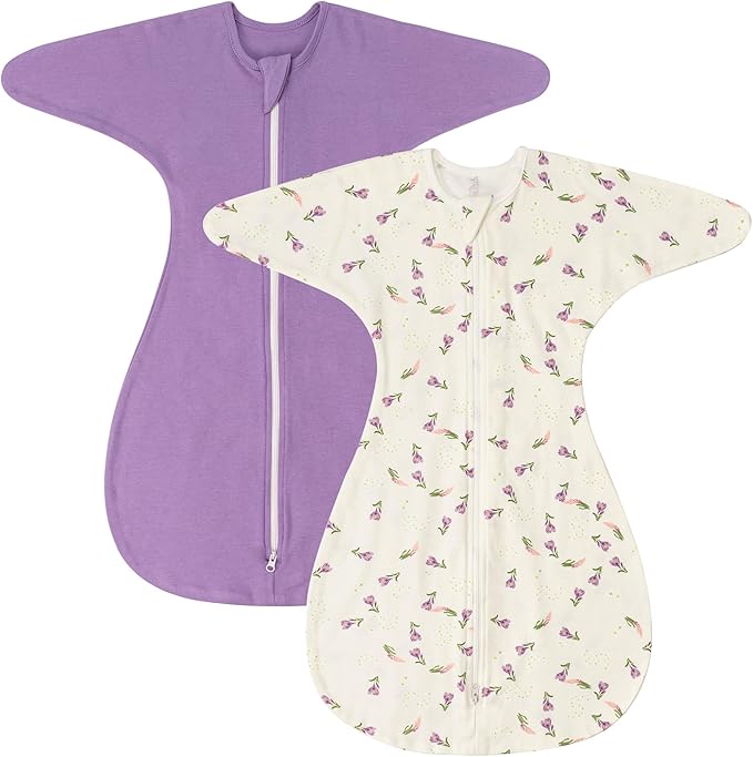 ZIGJOY Shark-Fin Transition Swaddle - 1.0 Tog Baby Sleep Sack Soft Cotton Transitional Swaddle Baby Wearable Blanket