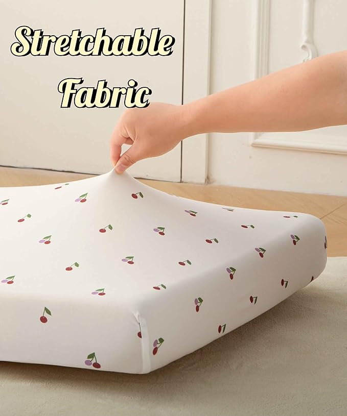SDY Jersey Cherry Crib Sheets for Baby Girls,52”x28”x8, 2 Pack,Pink Cute Kawaii Standard Oval/Retangle Fitted Crib Sheets for Toddler,Super Soft Breathable