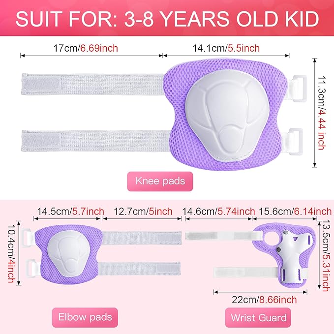 Kids Protective Gear Set Knee Pads for Kids 3-14 Years Toddler Knee and Elbow Pads with Wrist Guards 3 in 1 for Skating Cycling Bike Rollerblading Scooter