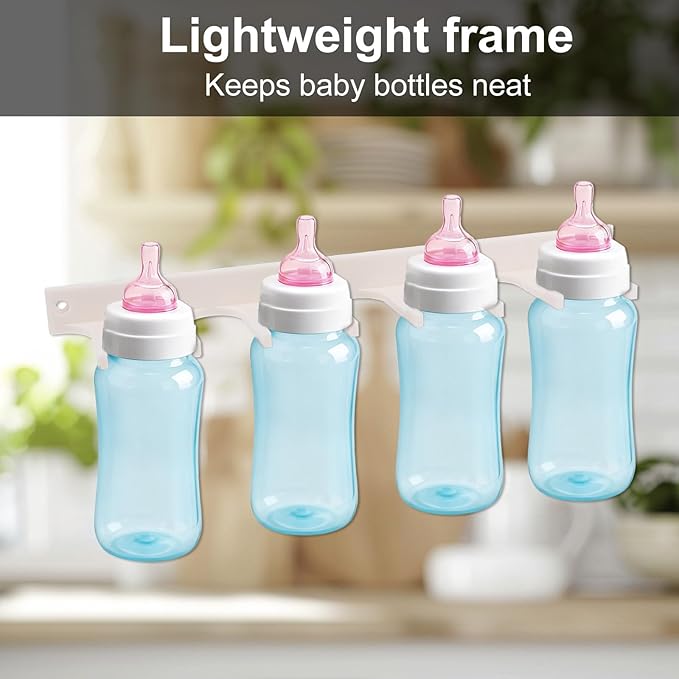 Wall Mount Holder for Dr. Brown's Narrow & Wide-Neck Bottle, Baby Accessories, Waterproof ABS Material Baby Bottle Rack Storage with Fittings for Cabinet Doors or Kitchen Walls
