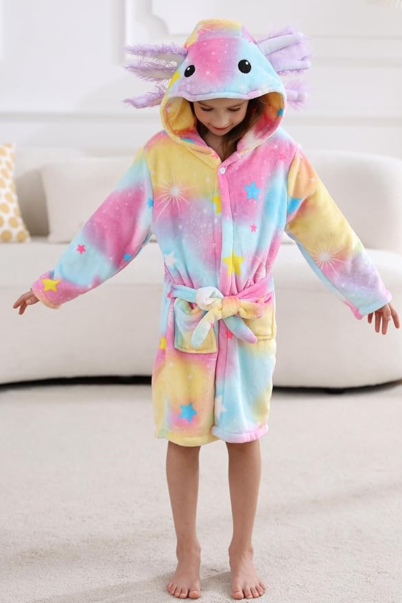 DELEY Girl's Robe Baby Boys Hoodie Robes Toddler Bathrobes for Kids Pajamas Sleepwear
