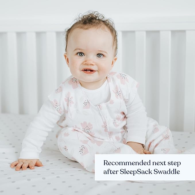 HALO SleepSack, 100% Cotton Wearable Blanket, Swaddle Transition Sleeping Bag, TOG 0.5, Wildflower Blush, Small, 0-6 Months
