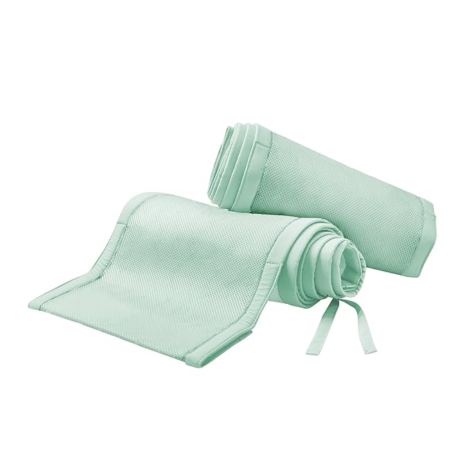 BreathableBaby Breathable Mesh Liner for Full-Size Cribs, Classic 3mm Mesh, Mint Green (Size 4FS Covers 3 or 4 Sides)