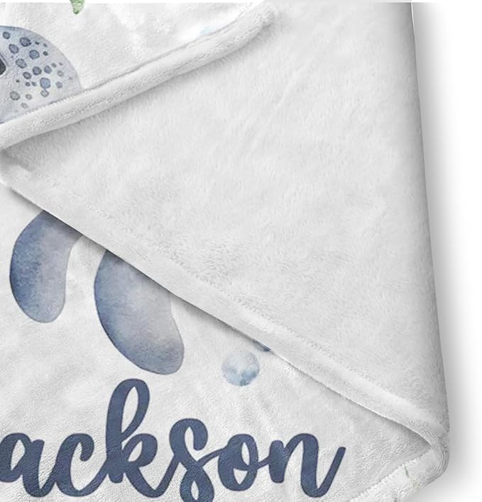 Custom Baby Bedding Set, Personalized Blue Ocean Animal Bedding, Baby Blanket Fitted Sheet Changing Cover Nursery Rug Room Decor Gift Idea