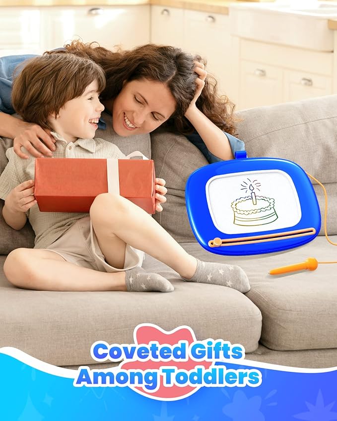 Seimome Toddlers Toys Ages 1-3, Magnetic Drawing Board, Doodle Board Pad Learning and Educational Toys for 18 Months Baby, 1-3 Yr Kids Birthday Gifts - Dark Blue