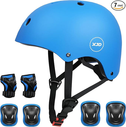 XJD Kids Bike Helmet,Multi-Sport Protective Gear Set for 3-5-8-14 Years Boys Girls with Knee and Elbow Pads Wrist Guards fit Roller Skates,Cycling,Skateboarding,Christmas Birthday Gifts for Kids