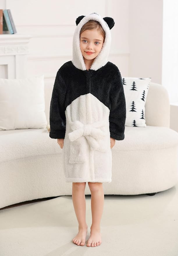 CuteOn Bathrobe for Women Soft Fleece Hooded Plush Loungewear