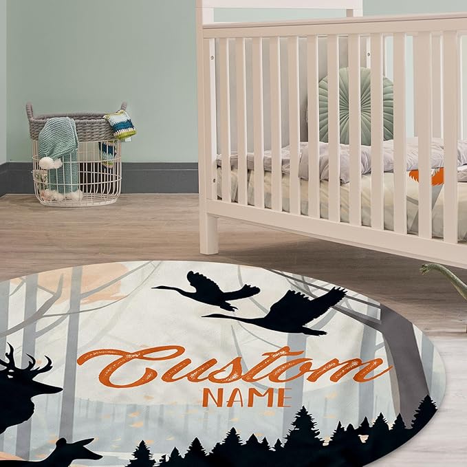 Personalized Baby Crib Bedding Set: 4 Piece Custom Orange Sika Deer Crib Bed Set with Name, Nursery Bedding Set for Baby Girls, Newborn Boys Crib Sets, Crib Bedding Custom Gift, Crib Sheet