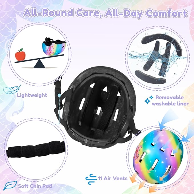 Toddler Bike Helmet with Gloves and Backpack Set, 3 Sizes for Baby Infant to Kids Ages 1-3 3-5 5-8+, Adjustable Boys Girls Bike Helmet for Bicycle/Scooter/Skateboard/Roller Skate