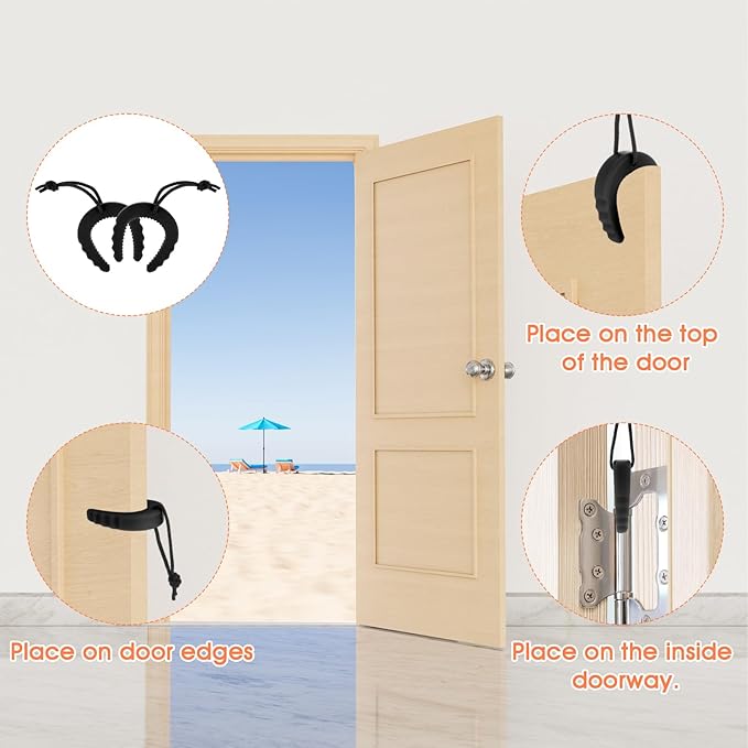 HJZHII 4 PCS First Responder Door Stop, Door Jam for Law Enforcement Door Pinch Guard from Closing Edge Door Finger Guards Security Emergency Police Door Stoppers Emergency Medical Services(Black)