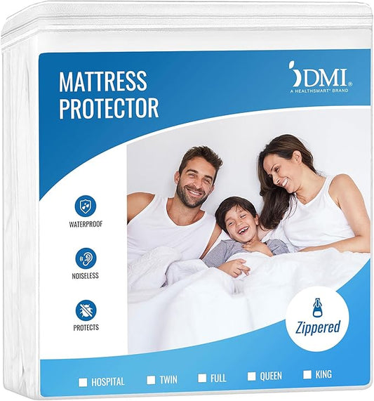 DMI Twin XL Zip Mattress Cover, Waterproof and Washable, Noiseless Cover for College Dorm, Hospital Bed, and Incontinence - Durable Mattress Protector Twin Size XL for Pets & Spills