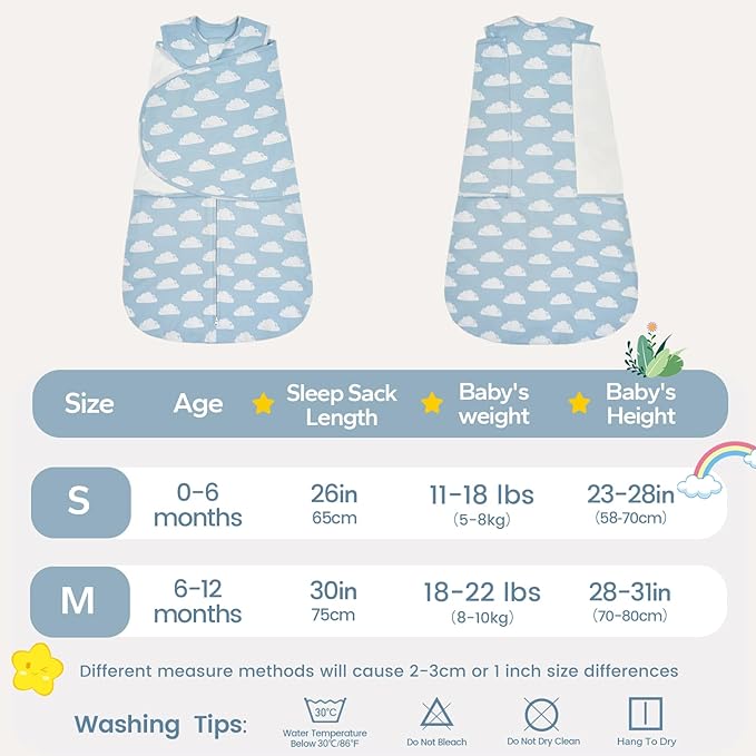 ZIGJOY Baby Swaddle Sleep Sack, 1.0 TOG Sleep Sack Swaddles for Newborns & infant 6-12 Months 100% Cotton Baby Wearable Blanket for Newborn Registry Essentials
