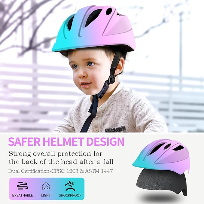 Adjustable Gradient Color Bike Baby/Toddler Helmet 2-4 Years,Safety Lightweight Kids Helmets Ages 1-3-5-8 for Girls Boys,Multi-Sport Infant Helmet for Skating Cycling Scooter