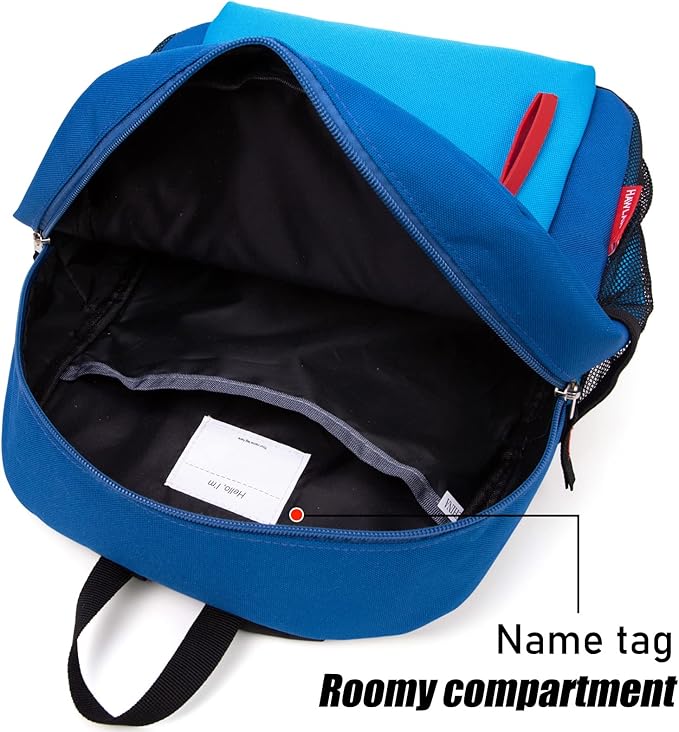 HawLander Little Kids Backpack for Boys or Girls, Toddler School Bag Fits 3 to 6 years old, Blue 02, 12 Inch