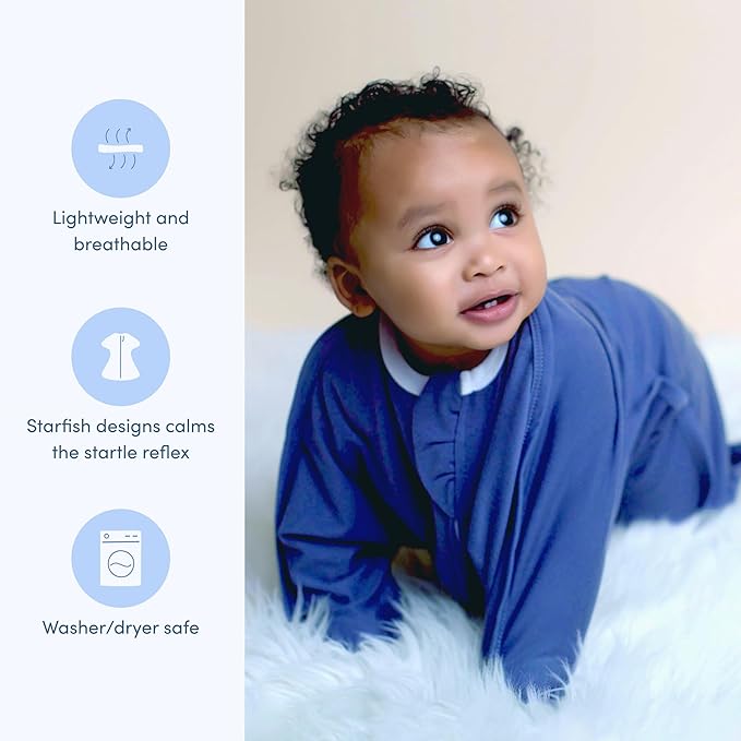 SleepingBaby Zipadee-Zip Transition Swaddle - Cozy Baby Swaddle Blanket with Zipper Convenience - Roomy Wearable Blanket for Easy Diaper Changes - Classic Navy, Large (12-24 Month) - 2 Pack