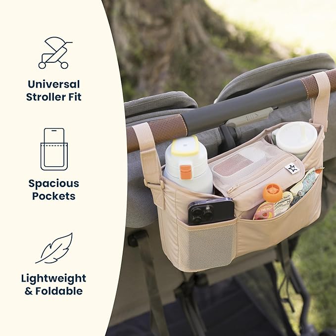 Tiny Twinkle Universal Stroller Organizer with Adjustable Strap - Waterproof Stroller Caddy Fits Baby Jogger, Nuna, Graco, Donna and Bugaboo Strollers (Luna?