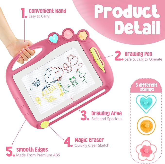 Daisiki Magnetic Drawing Board, Toddler Toys for Age 1 2 3 Boys Girls, Toddler Drawing Board, Birthday Easter Christmas Halloween Kids Toy Gifts for Boys and Girls