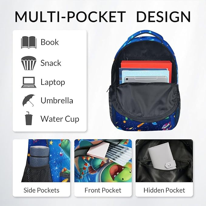 GiftoFLUX Boys Backpack- Personalized Dinosaur Backpacks with Lunch Bag - Custom Bookbag Set for Kids - Toddlers School Bag for Kindergarten/Preschool/Elementary(17 Inch)