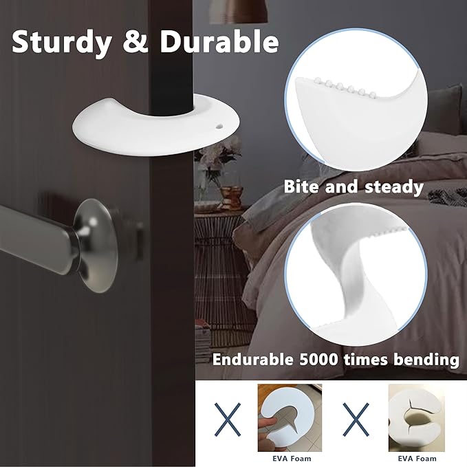 Neobay Door Pinch Guard and Door Slam Stopper, Durable Silicone Door Finger Pinch Guard, Prevents Slamming on Heavy Doors, Non-Toxic & Pet Friendly, White, 2 Packs