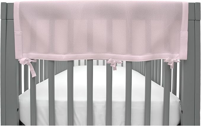 BreathableBaby Breathable Mesh Crib RailGuard Teething Cover, Light Pink, 27” Short Panel (2-Pack)