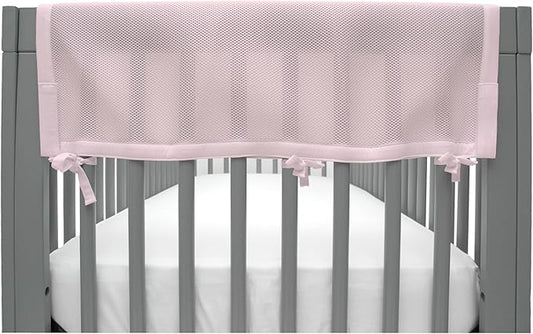 BreathableBaby Breathable Mesh Crib RailGuard Teething Cover, Light Pink, 27” Short Panel (2-Pack)