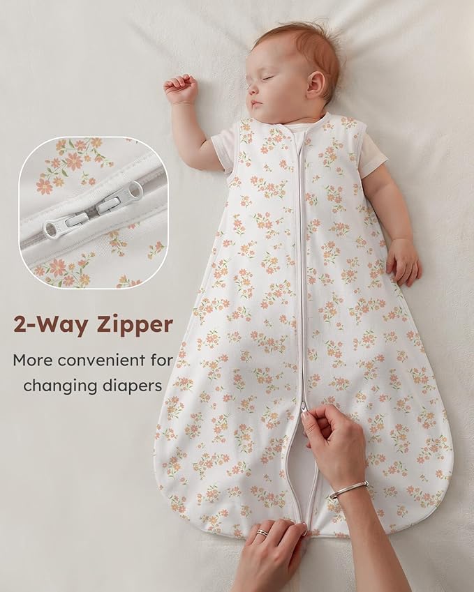 Yoofoss Baby Sleep Sack 6-12 Months Wearable Blanket for Babies 100% Organic Cotton 2-Way Zipper TOG 0.5 Toddler Sleeping Sack 3 Pack, Comfy Lightweight Sleep Sacks