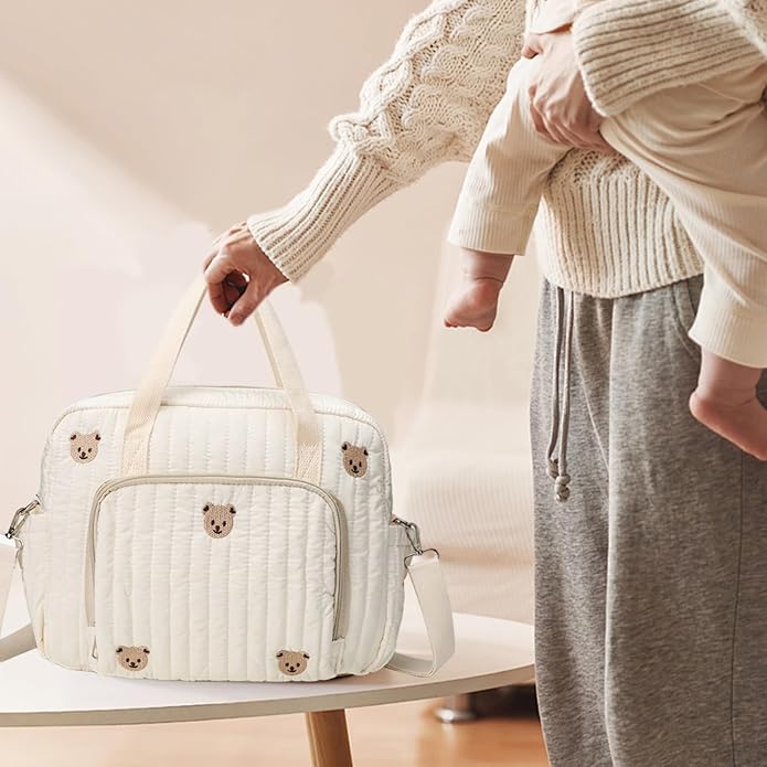 Messenger Diaper Bags, 14x4x11 Inch Large Capacity Baby Bag, Portable Lightweight Diaper Tote with Handle and Strap for Travel