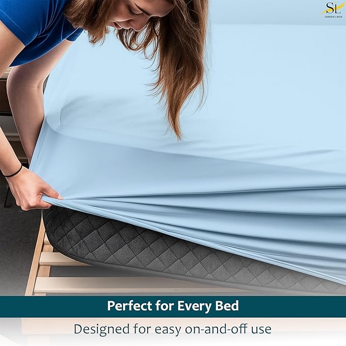 RV Bunk Mattress Protector Fitted Sheet Style 28x75 - Waterproof Vinyl Mattress Cover, Breathable, Bed Wetting & Spill Protection, Fits Mattresses up to 9" Deep (Light Blue)