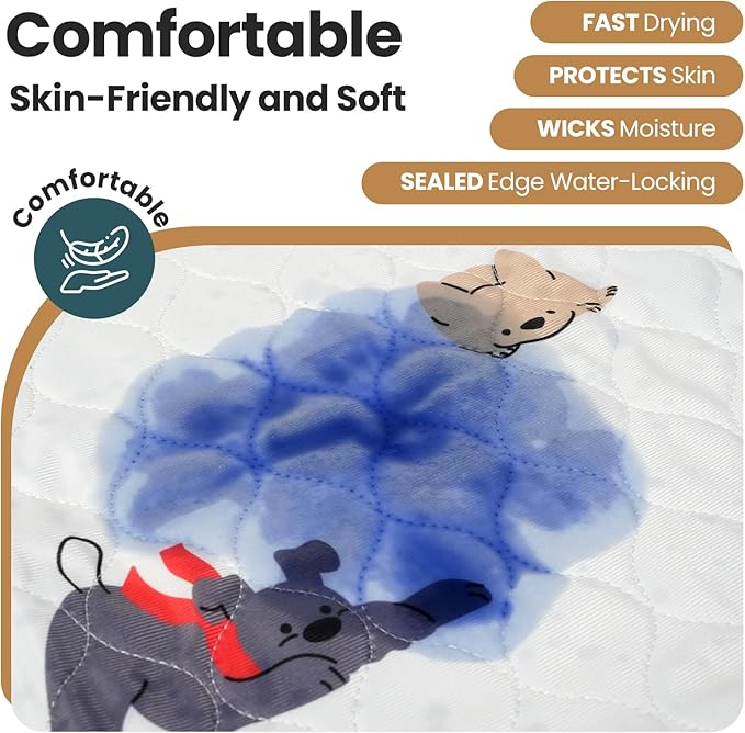Bed Wetting Pads for Kids & Toddlers, 5 Layer Waterproof Washable Pee Pads, Potty Training Mattress Protector, Absorbent Chuck Pads Non Slip for Bedwetting Kids, Pets, Senior - 40" X 60" (Grey,1Pack)