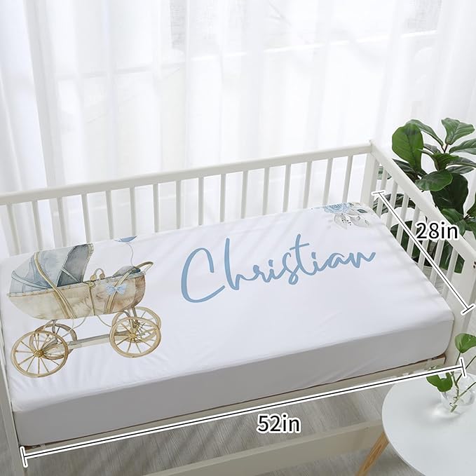 Custom Baby Crib Bedding Set, Personalized Name Bear Doll Theme Crib Set 3 Pcs, Soft Double Layer Blanket, Crib Sheet & Room Rug, Ideal Nursery Decor Gift for Baby Girls Boys