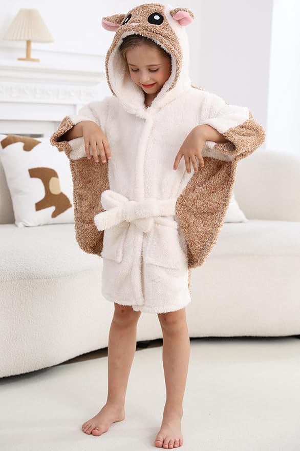 DELEY Girl's Robe Baby Boys Hoodie Robes Toddler Bathrobes for Kids Pajamas Sleepwear
