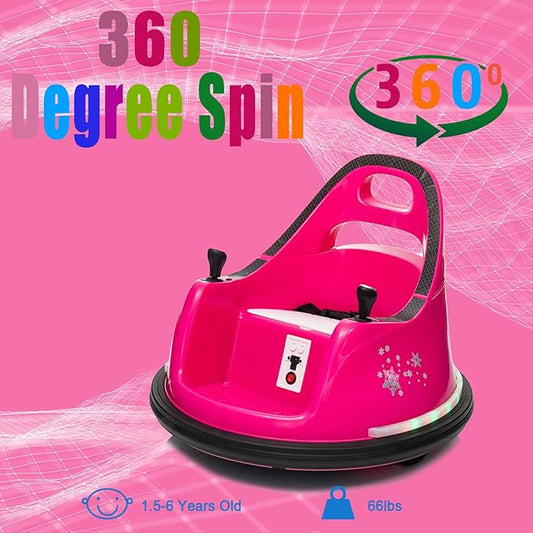 12V Kids Ride on Bumper Car for Toddlers, Baby Electric Ride On Bumper Toy Car with Remote Control, Music, 360° Spin Gift Toys for Toddlers Boys and Girls, Rose Pink