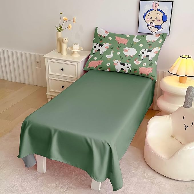 4 Pieces Toddler Bedding Set for Boys Girls,Farmhouse Farm Animal Toddler Comforter Set Bed in a Bag Includes Comforter, Flat Sheet, Fitted Sheet and Pillowcase