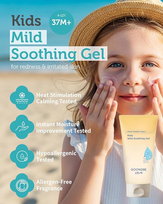 GOONGBE Baby Kids Easy Wash Sun Lotion SPF 30 & Mild Soothing Gel - Zinc Oxide Mineral Sunscreen & After Sun Relief - Korean Skincare for Sensitive Skin - Vegan Hypoallergenic, 2.11oz & 5.07oz