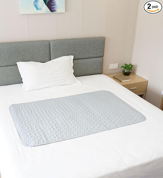 2 Pack Soft-Brushed Absorbent Incontinence Underpads Leakproof Bed Pads Washable Reusable 36X60 Fits Queen Bed Durable Waterproof Draw Sheet Mattress Protector
