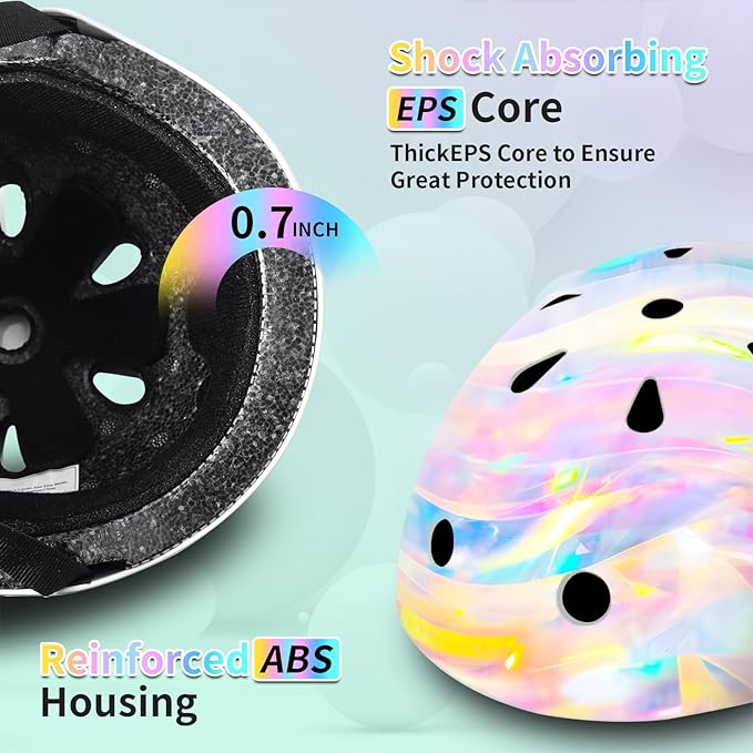 Adjustable Gradient Color Kids/Toddler Bike Helmet for 1-2-3-5-8-14 Years Boys Girls,Skateboard Helmet with Knee and Elbow Pads Wrist Guard Roller Skates,Cycling,Skating Scooter Longboard