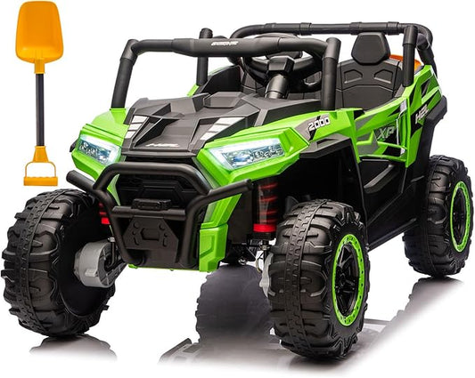 24V Car for Kids, 4WD Ride on Electric Cars, 4x4 Battery Powered Electric UTV for Boys Girls, 3 Speeds Off Road Truck with Bluetooth (Green)