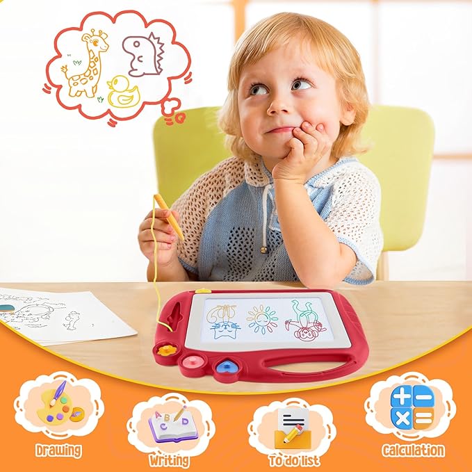 Daisiki Magnetic Drawing Board, Toddler Toys for Age 1 2 3 Boys Girls, Toddler Drawing Board, Birthday Easter Christmas Halloween Kids Toy Gifts for Boys and Girls