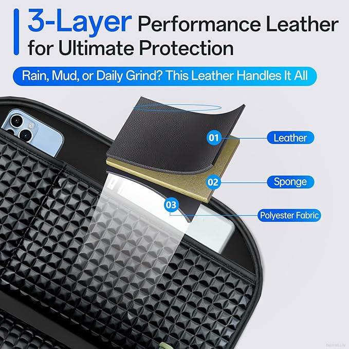 QIANKUNBAG Back Seat Cover For Kids + 5 Pocket Storage Organizer, 1 Pack X-Large Waterproof Kick Mats Backseat Protector, Car Seat Back Protectors For Vehicles To Protect From Dirt, Mud & Scratches