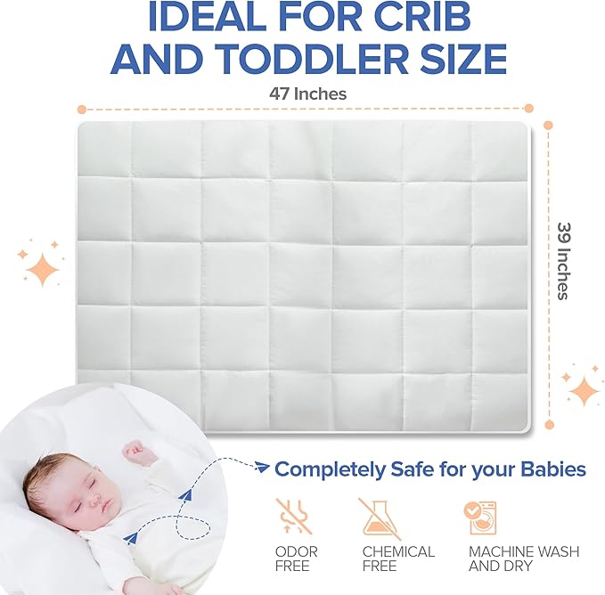 Continental Bedding Toddler Comforter, 100% White Goose Down Duvet Insert, Sleep Blanket with Cotton Shell, Fits Standard Crib, Toddler Bed, 39x47 Inches, White