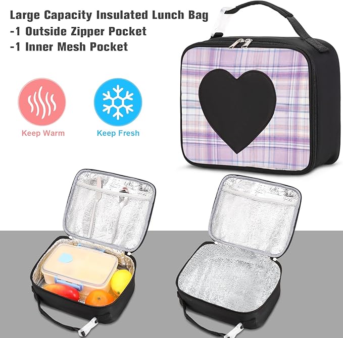 ACESAK Backpack for Girls - Bookbag Backpacks Schoolbag for Girls Kids Teen Women Casual Travel Daypacks - School Bag Elementary Middle School College Cute Backpack with Lunch Box (Black Purple)
