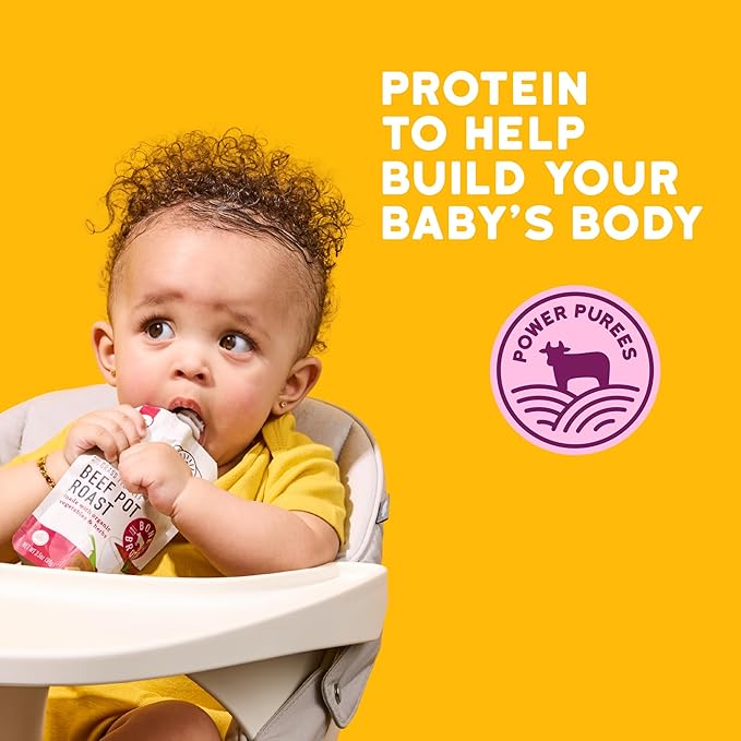 Serenity Kids 7+ Months Beef Pot Roast Bone Broth Puree Baby Food Pouches - BPA-Free Toddler Pouch w/Grass Fed Beef & Organic Veggies - Clean Label Project Purity Award Certified - 3.5 Oz, 12 Pack