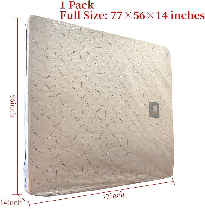 Full Mattress Bags Cover for Moving and Storage-3 Mil Zipper Plastic Waterproof Wrap Protector Reusable Storage Bag
